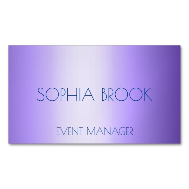 Personalized luxury purple metallic foil business card magnet (Front)