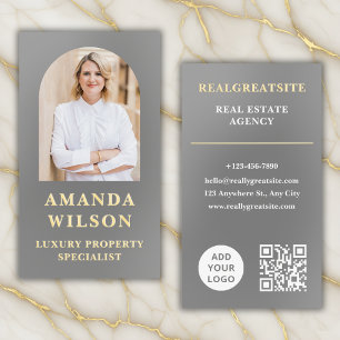 Personalized Luxury Realtor Headshot Gold Foil Business Cards
