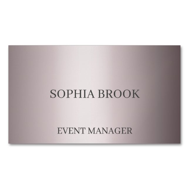 Personalized luxury silver metallic foil business card magnet (Front)