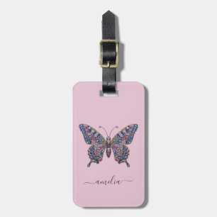 Personalized Luxury Sparkling Glitter Butterfly Luggage Tag