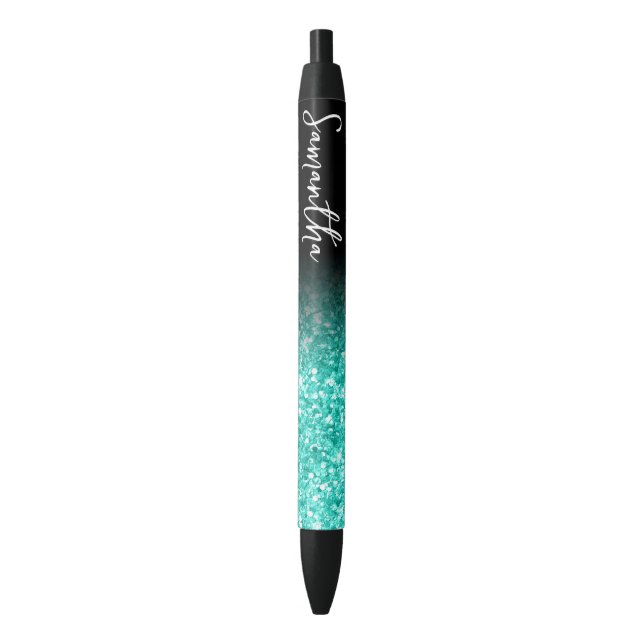 Personalized Luxury Turquoise Glitter Ombre Pen (Front Vertical)