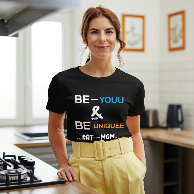 Personalized Luxury Typography Cute Cat Pet Black T-Shirt (Creator Uploaded)