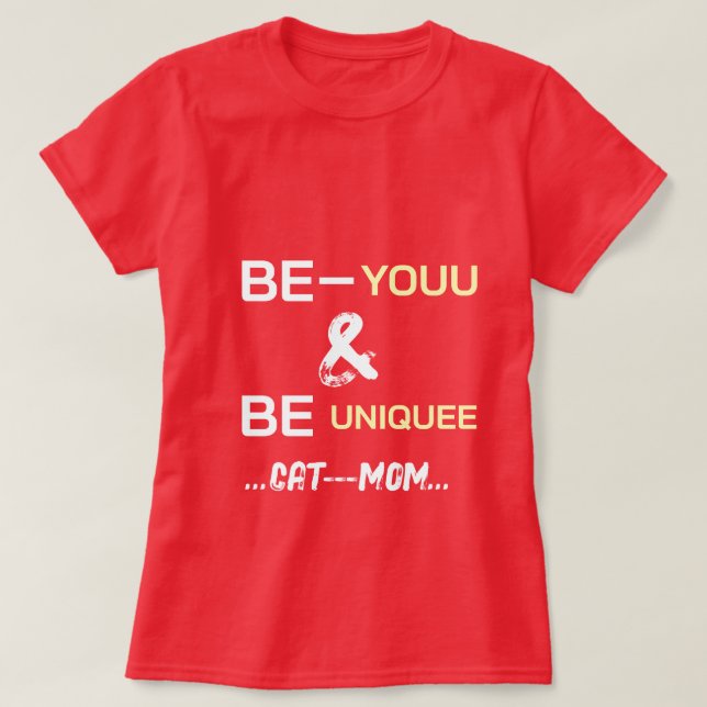 Personalized Luxury Typography Cute Cat Pet Red T-Shirt (Design Front)