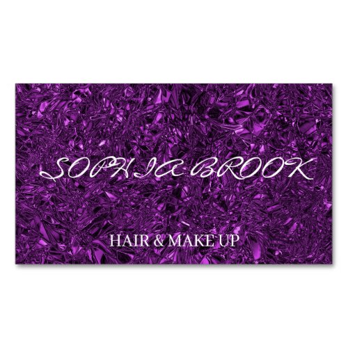 Personalized luxury violet crushed foil business card magnet