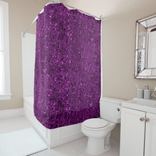 Personalized luxury violet crushed foil shower curtain