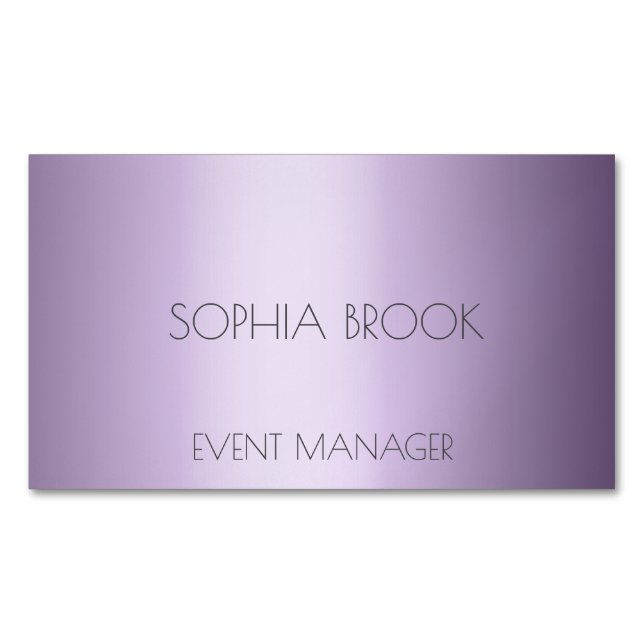 Personalized luxury violet metallic foil business card magnet (Front)