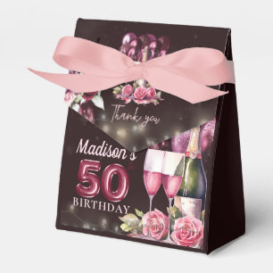 Personalized Luxury Wine & Balloons 50th Birthday Favor Boxes