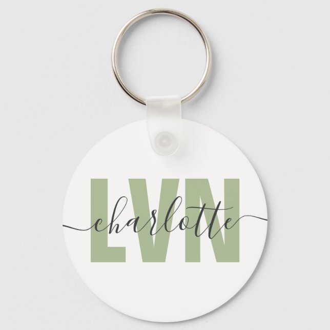 Personalized LVN Licensed Vocational Nurse Chic Keychain (Front)