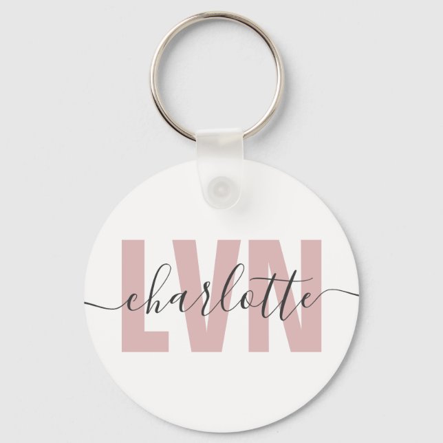 Personalized LVN Licensed Vocational Nurse Chic Keychain (Front)