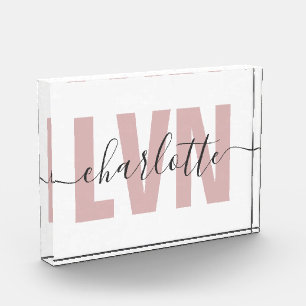 Personalized LVN Licensed Vocational Nurse Chic Photo Block