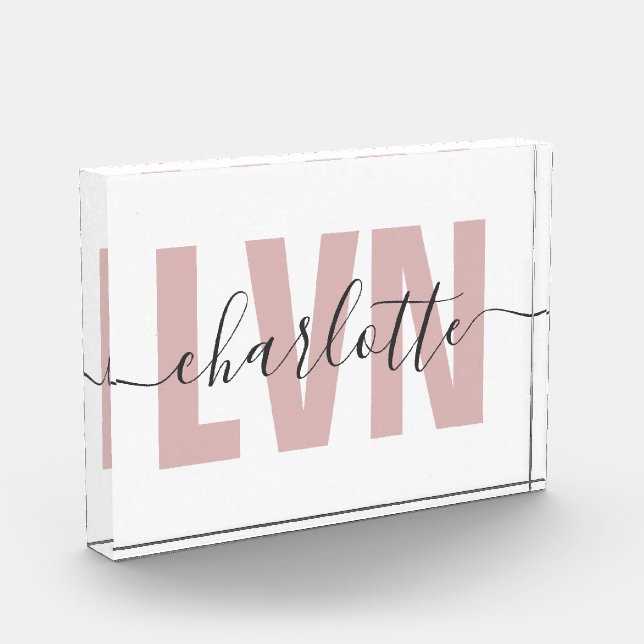 Personalized LVN Licensed Vocational Nurse Chic Photo Block (Left)