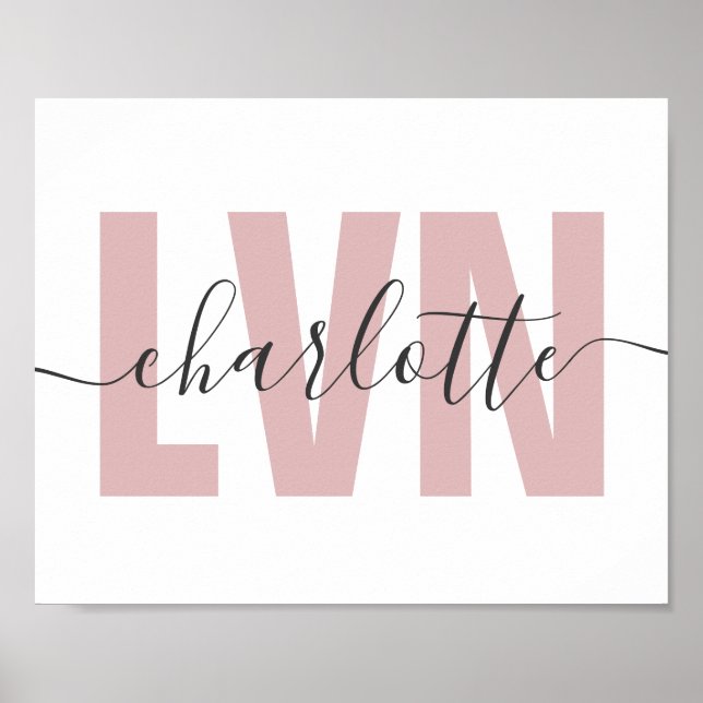 Personalized LVN Licensed Vocational Nurse Chic Poster (Front)