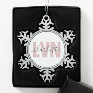 Personalized LVN Licensed Vocational Nurse Chic Snowflake Pewter Christmas Ornament