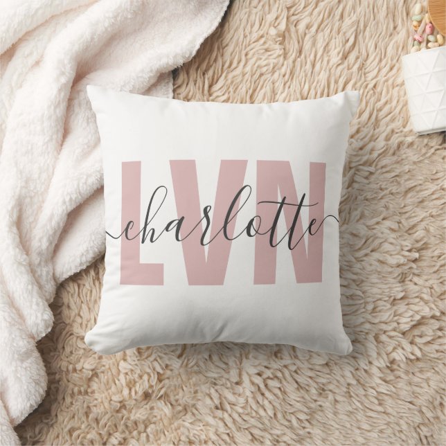 Personalized LVN Licensed Vocational Nurse Chic Throw Pillow (Blanket)