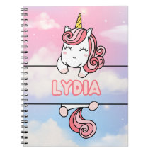 Personalized Lydia Unicorn Girlie Notebook