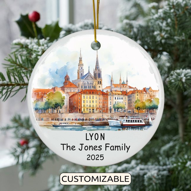 Personalized Lyon Ornament, France Ceramic Ornament (Creator Uploaded)