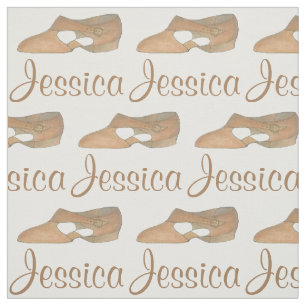 Personalized Lyrical Dancer Tan Dance Class Shoe Fabric