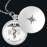 Personalized - M.D. Medical Symbol Caduceus Locket Necklace<br><div class="desc">Personalized M.D. Medical Symbol Caduceus Necklace ready for you to personalize. ✔Note: Not all template areas need changed. 📌If you need further customization, please click the "Click to Customize further" or "Customize or Edit Design"button and use our design tool to resize, rotate, change text color, add text and so much...</div>