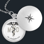 Personalized - M.D. Medical Symbol Caduceus Locket Necklace<br><div class="desc">Personalized M.D. Medical Symbol Caduceus Necklace ready for you to personalize. ✔Note: Not all template areas need changed. 📌If you need further customization, please click the "Click to Customize further" or "Customize or Edit Design"button and use our design tool to resize, rotate, change text color, add text and so much...</div>