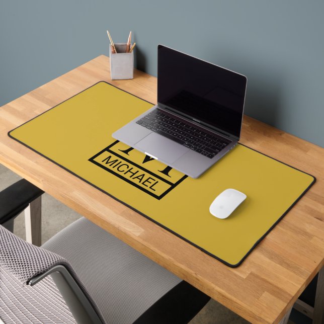 Personalized M Gold Gift Bag with Initial & Name Desk Mat (Office 2)