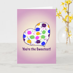 Personalized Macaron Confetti Heart Valentine Card