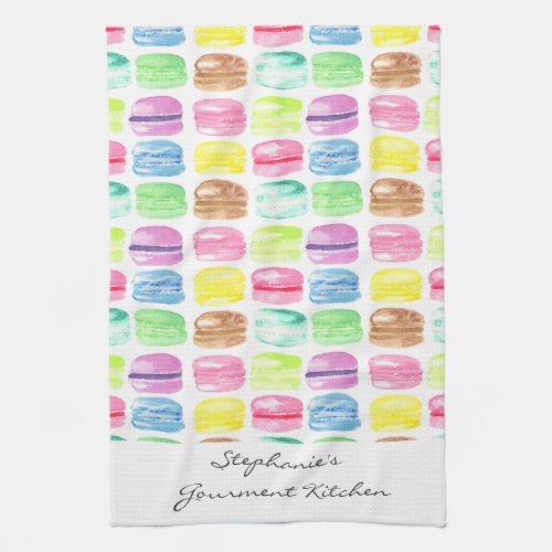 Personalized Macaroon Watercolor Cute Kitchen Towel