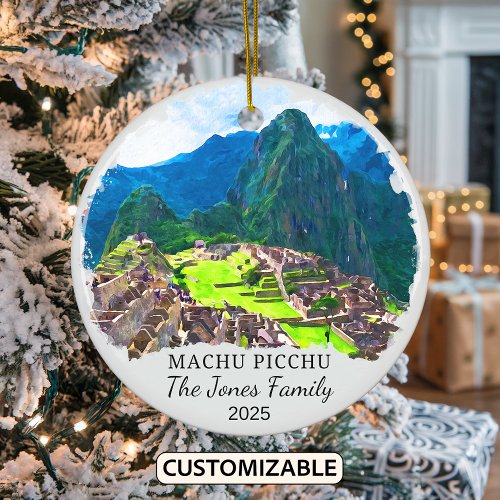 Personalized Machu Picchu, Peru Gift Ceramic Ornament