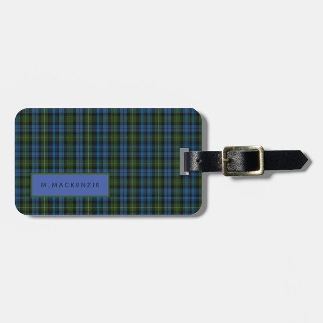Personalized MacKenzie Tartan Mens Luggage Tag (Front Horizontal)