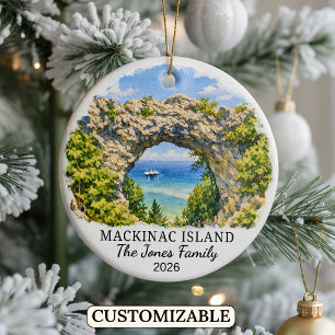 Personalized Mackinac Island, Custom Michigan Ceramic Ornament