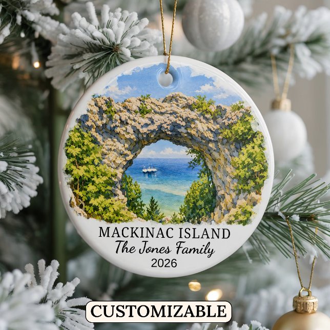 Personalized Mackinac Island, Custom Michigan Ceramic Ornament (Creator Uploaded)
