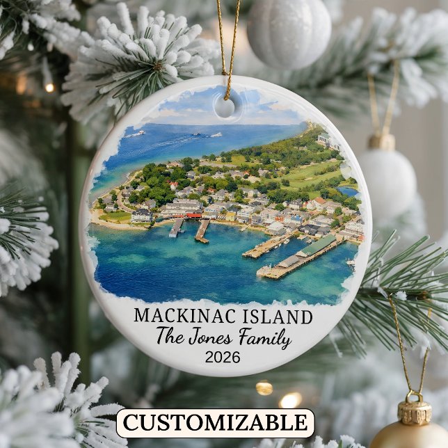Personalized Mackinac Island, Custom Michigan Ceramic Ornament (Creator Uploaded)