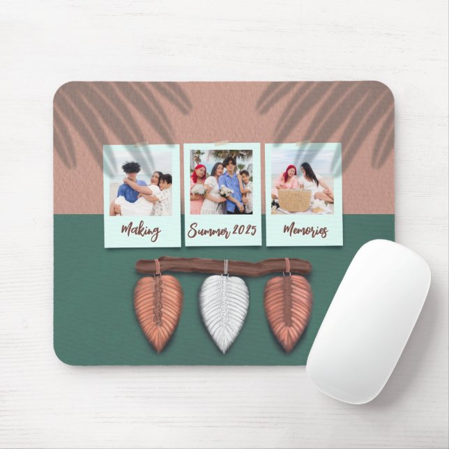 Personalized Macrame Feather Boho  Mousepad (With Mouse)