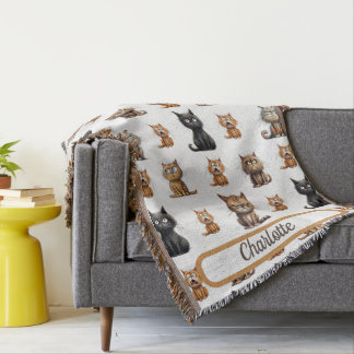 Personalized Mad Funny Cats Throw Blanket