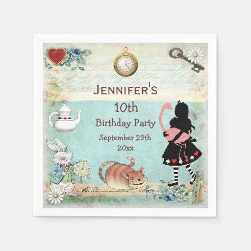 Personalized Mad Hatter Birthday Party Napkins