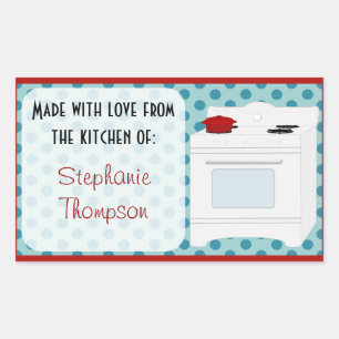 Personalized Made From The Kitchen Of Retro Stove Rectangular Sticker