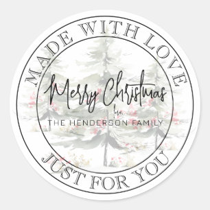 Personalized Made With Love Holiday Classic Round Sticker