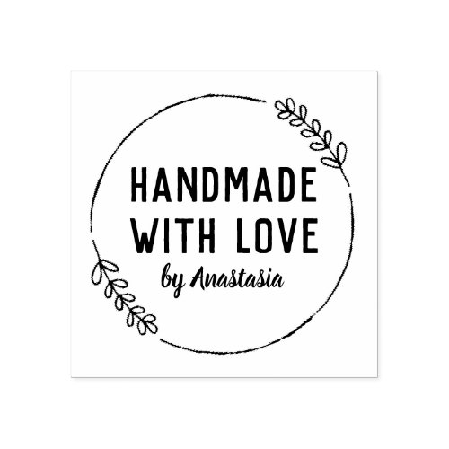 Personalized Made with Love Rubber Stamp
