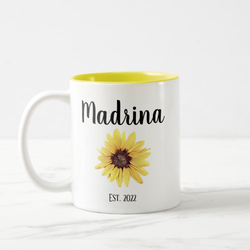 Personalized Madrina Est Painted Sunflower Two_Tone Coffee Mug