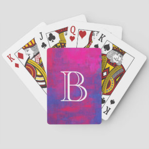 Personalized Magenta and Blue Abstract Painting Poker Cards