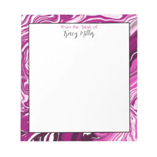Personalized Magenta and Pink Marble Fluid Art Notepad