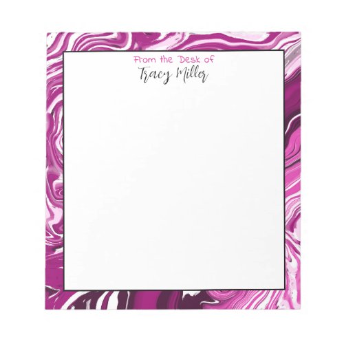 Personalized Magenta and Pink Marble Fluid Art  Notepad