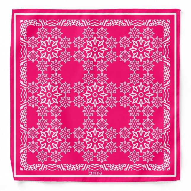 Personalized Magenta And White Bandana (Front)