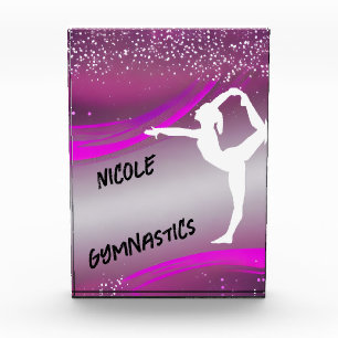 Personalized Magenta Gymnast Silhouette Photo Block
