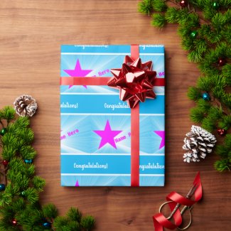Personalized Magenta Star Blue Congratulations