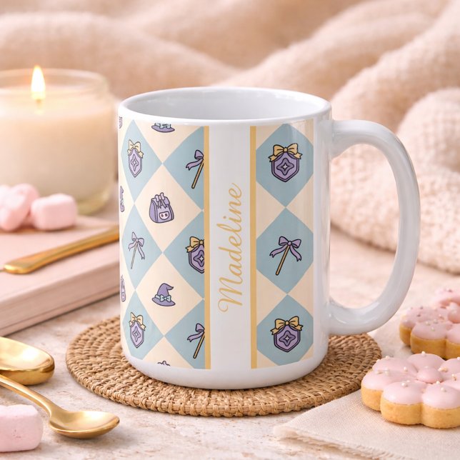 Personalized Magic Academy Wizard School Blue Coffee Mug (Creator Uploaded)