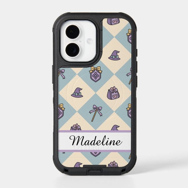 Personalized Magic Academy Wizard School Blue Otterbox iPhone Case (Back)