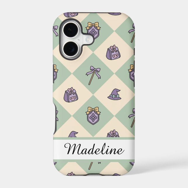 Personalized Magic Academy Wizard School Green Case-Mate iPhone Case (Back)