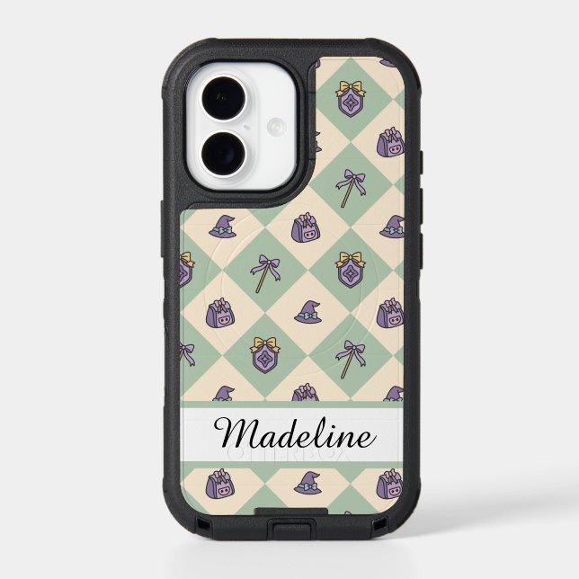 Personalized Magic Academy Wizard School Green Otterbox iPhone Case (Back)