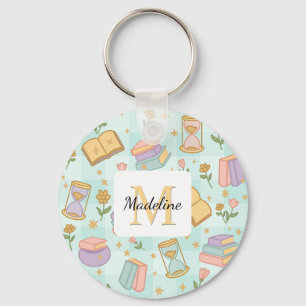Personalized Magic Books Girl School Mint Green Keychain
