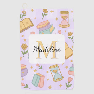 Personalized Magic Books Girl School Purple Golf Towel